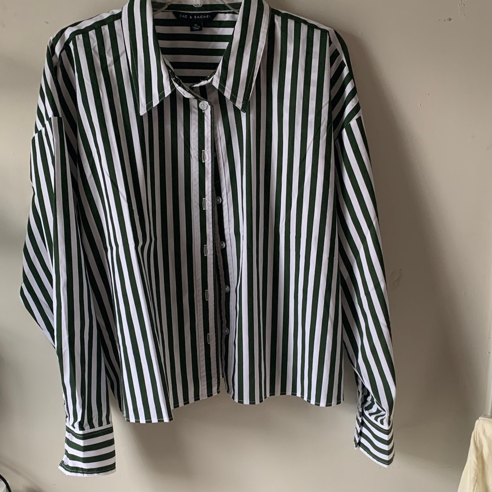 Zac & Rachel Green and White Striped Blouse